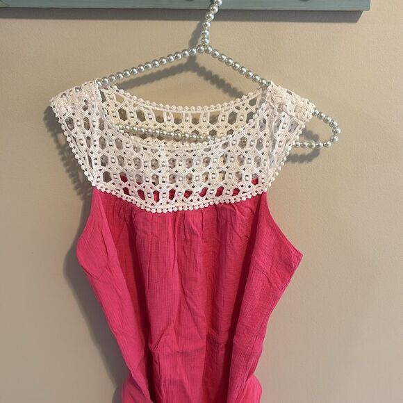 Lilly Pulitzer Pink Dress with White Crochet Detail size 8 - Picture 2 of 5